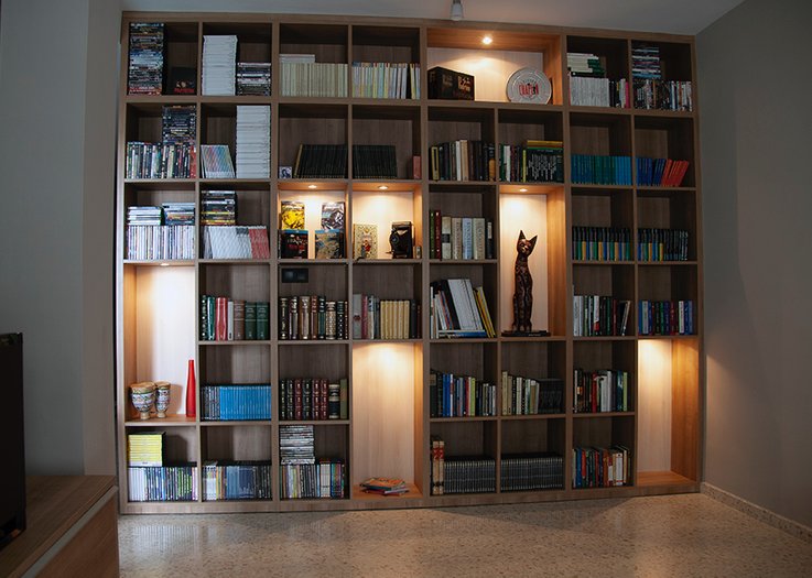 Lebrija, librerías, estanterías, estudios, diseño, fabricación de muebles a medida.